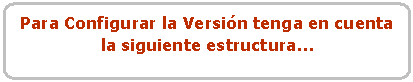 Proceso alternativo: Para Configurar la Versin tenga en cuenta la siguiente estructura